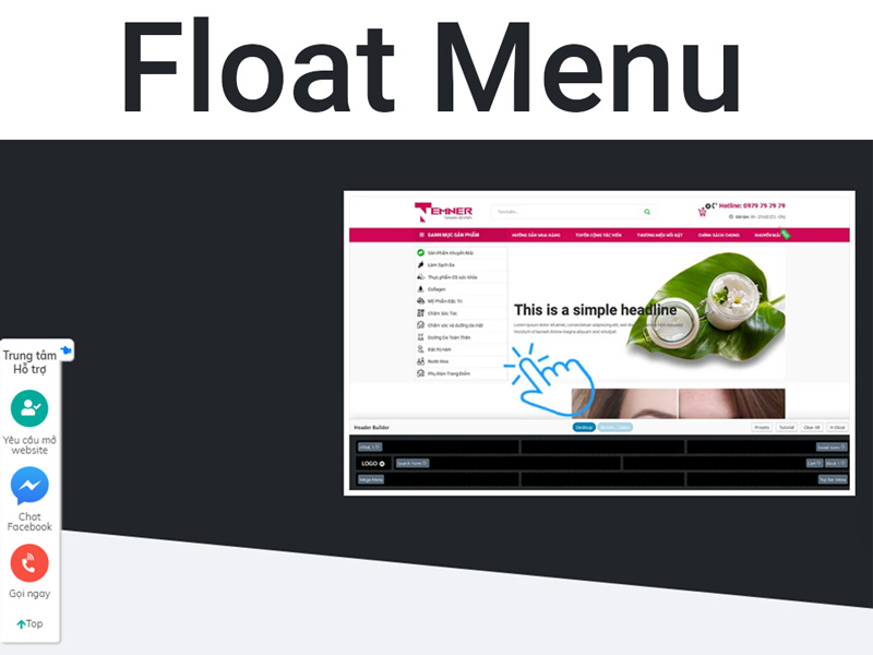 Code thanh menu liên hệ - Contact bar - Float Menu- Call to action cho Desktop
