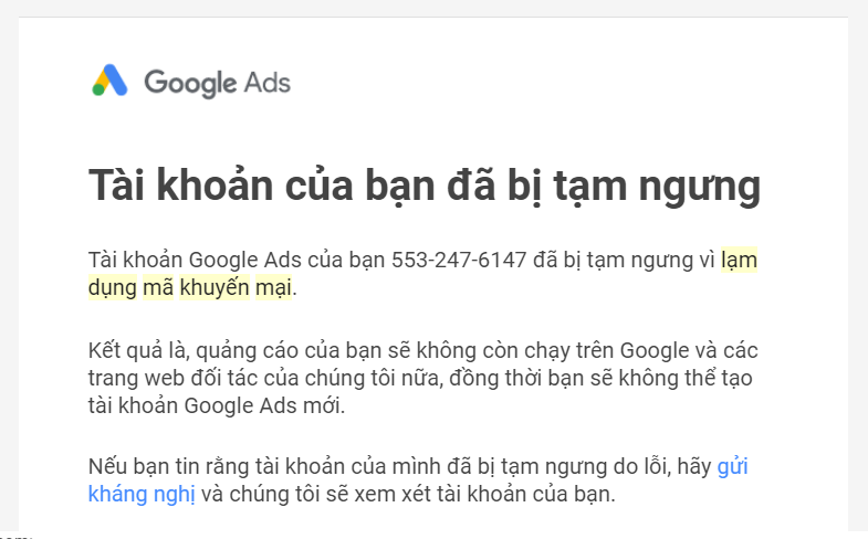 Lỗi tạm ngưng quảng cáo Google Ads & cách khắc phục