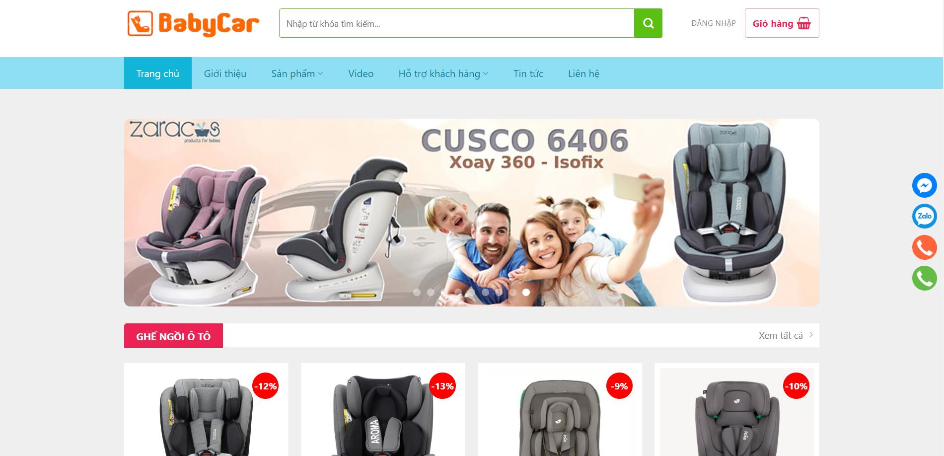 Mẫu website bán ghế ô tô trẻ em, xe đẩy - BabyCar.com.vn