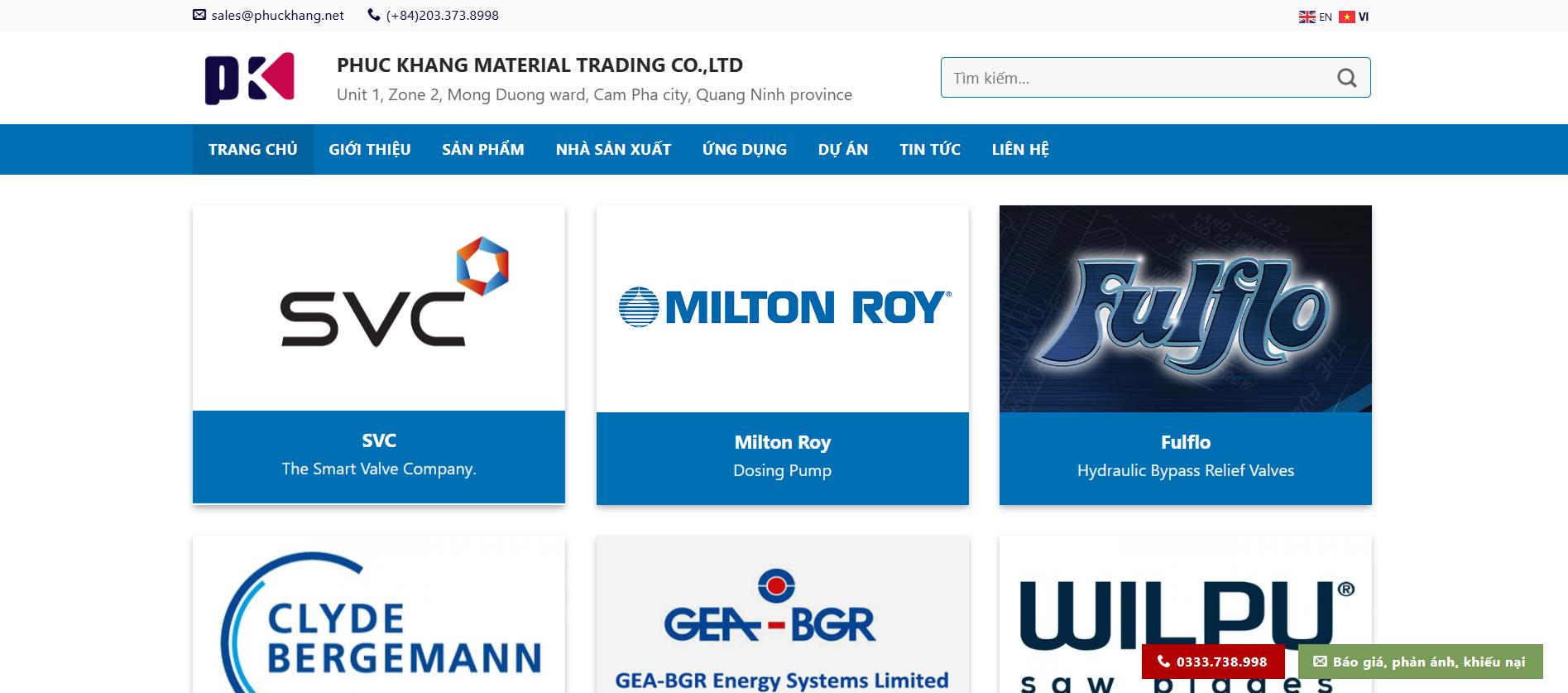 Mẫu PhucKhang.net - Công Ty Thương Mại Vật Tư Phúc Khang 1 - TuongAds website phuc khang net - TuongAds